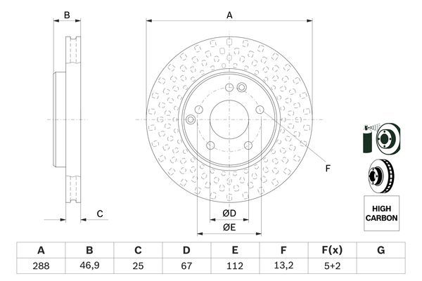 BOSCH 0 986 478 624 Bremsscheiben &Oslash; 288mm f&uuml;r Vorderachse