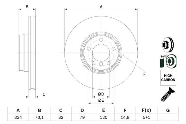 BOSCH 0 986 478 623 Bremsscheibe Ø 334mm für Vorderachse