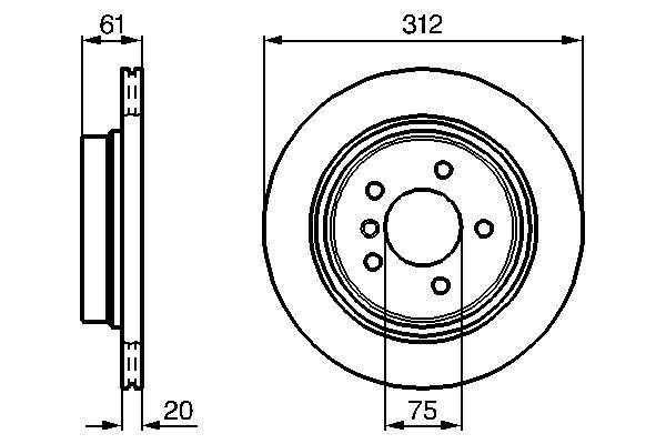 BOSCH 0 986 478 763 Bremsscheibe &Oslash; 312mm f&uuml;r Hinterachse