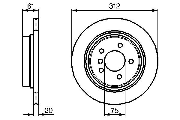 BOSCH 0 986 478 768 Bremsscheibe &Oslash; 312mm f&uuml;r Hinterachse