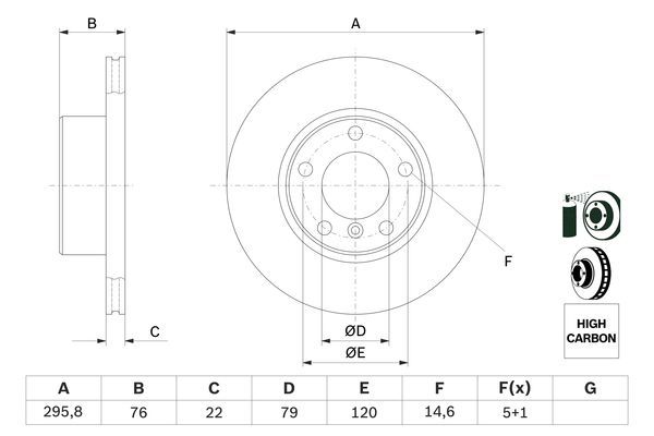 BOSCH 0 986 478 848 Bremsscheiben &Oslash; 296mm f&uuml;r Vorderachse