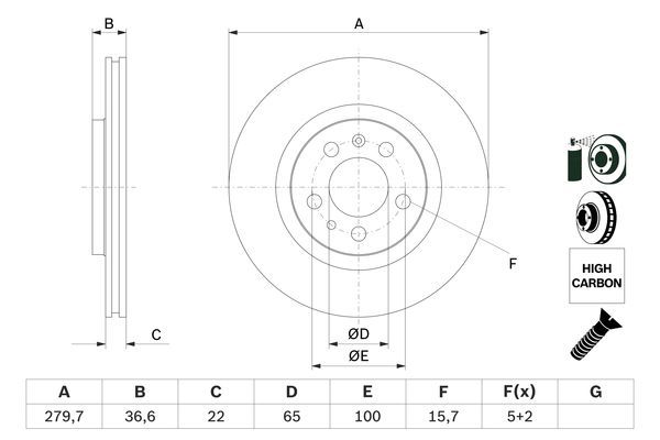 BOSCH 0 986 478 852 Bremsscheiben Ø 2797mm für Vorderachse