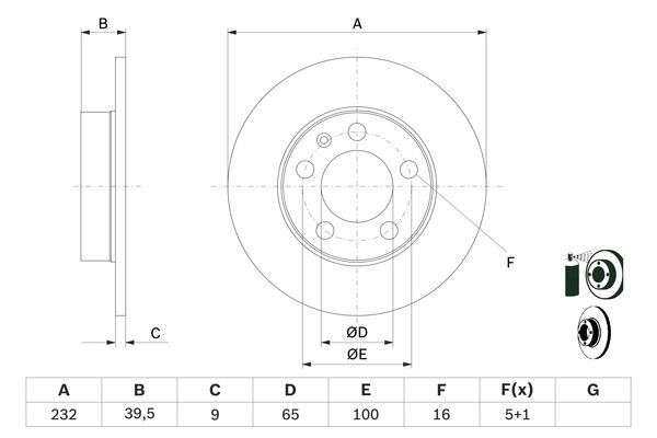 BOSCH 0 986 478 868 Bremsscheiben &Oslash; 232mm f&uuml;r Hinterachse