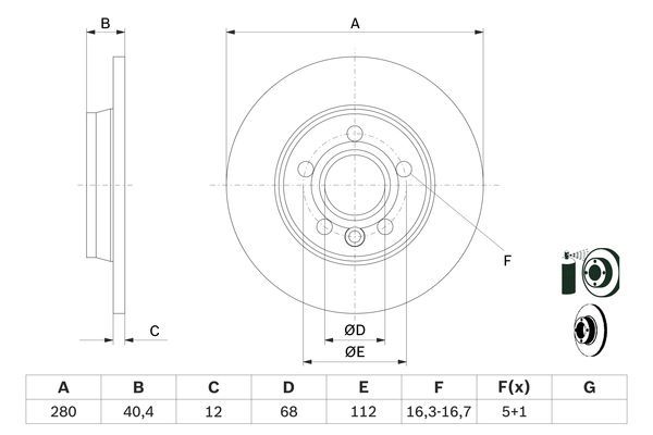 BOSCH 0 986 478 871 Bremsscheiben &Oslash; 280mm f&uuml;r Hinterachse