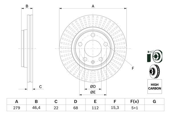 BOSCH 0 986 478 869 Bremsscheiben &Oslash; 280mm f&uuml;r Hinterachse