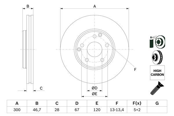 BOSCH 0 986 478 876 Bremsscheibe &Oslash; 300mm f&uuml;r Vorderachse