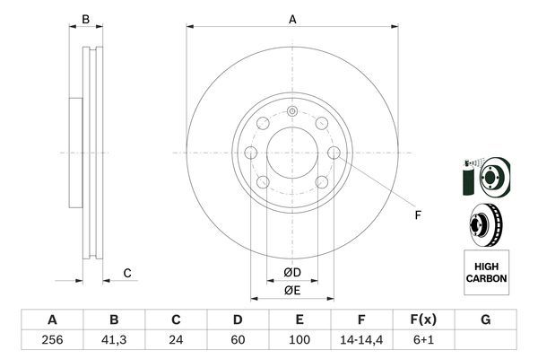BOSCH 0 986 478 881 Bremsscheiben &Oslash; 2559mm f&uuml;r Vorderachse