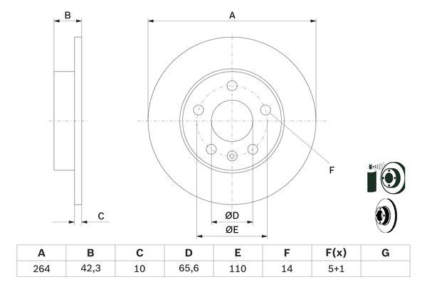 BOSCH 0 986 478 884 Bremsscheiben &Oslash; 264mm f&uuml;r Hinterachse
