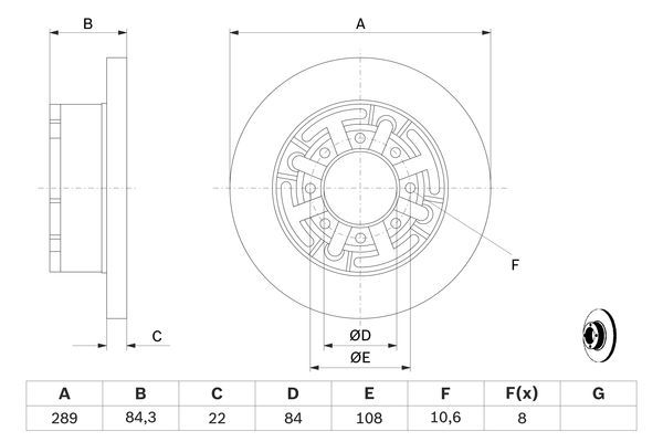 BOSCH 0 986 478 886 Bremsscheibe &Oslash; 289mm f&uuml;r Hinterachse