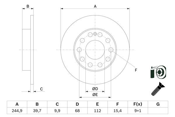 BOSCH 0 986 478 986 Bremsscheiben &Oslash; 2449mm f&uuml;r Hinterachse