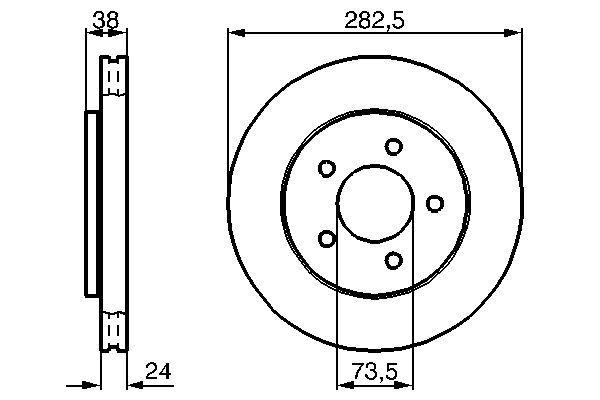 BOSCH 0 986 478 983 Bremsscheiben &Oslash; 282mm f&uuml;r Vorderachse