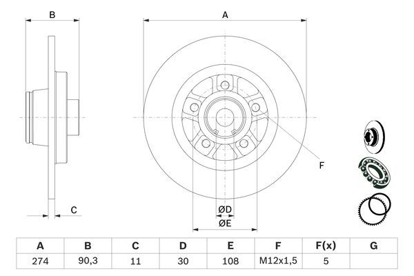 BOSCH 0 986 479 015 Bremsscheibe &Oslash; 274mm f&uuml;r Hinterachse