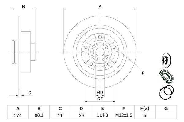 BOSCH 0 986 479 009 Bremsscheibe &Oslash; 274mm f&uuml;r Hinterachse