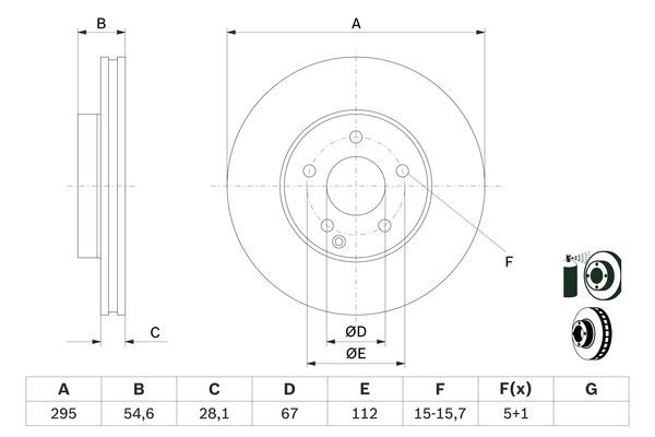 BOSCH 0 986 479 039 Bremsscheibe &Oslash; 295mm f&uuml;r Vorderachse