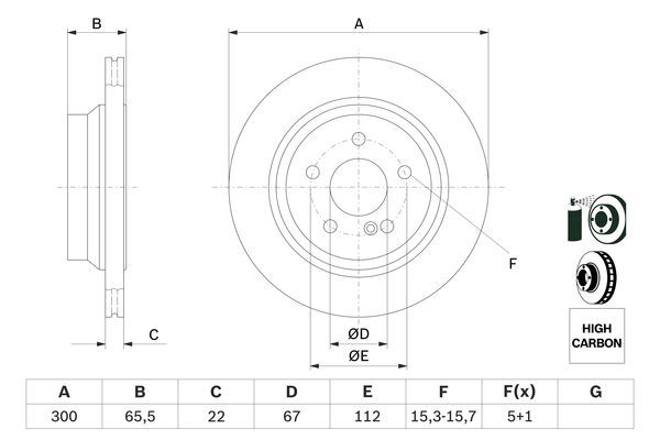 BOSCH 0 986 479 042 Bremsscheiben &Oslash; 300mm f&uuml;r Hinterachse