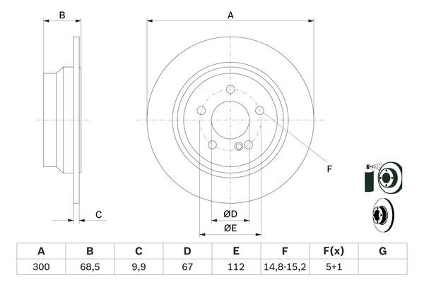 BOSCH 0 986 479 041 Bremsscheiben &Oslash; 300mm f&uuml;r Hinterachse