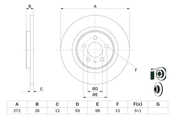 BOSCH 0 986 479 064 Bremsscheiben &Oslash; 272mm f&uuml;r Hinterachse