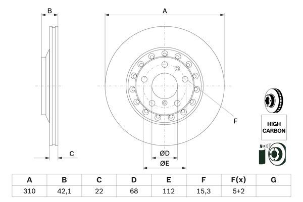 BOSCH 0 986 479 062 Bremsscheiben &Oslash; 310mm f&uuml;r Hinterachse
