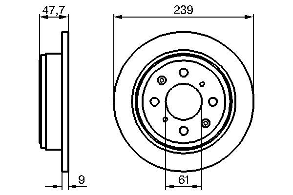 BOSCH 0 986 479 101 Bremsscheiben &Oslash; 239mm f&uuml;r Hinterachse