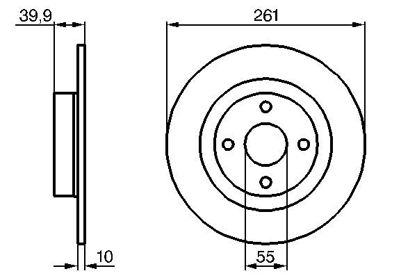 BOSCH 0 986 479 128 Bremsscheiben &Oslash; 261mm f&uuml;r Hinterachse