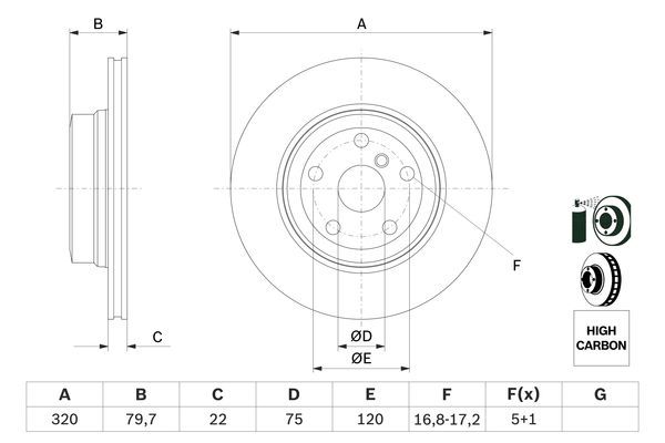BOSCH 0 986 479 166 Bremsscheiben &Oslash; 320mm f&uuml;r Hinterachse