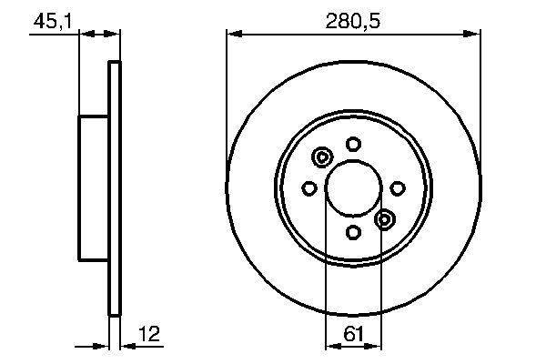 BOSCH 0 986 479 195 Bremsscheiben &Oslash; 280mm f&uuml;r Hinterachse