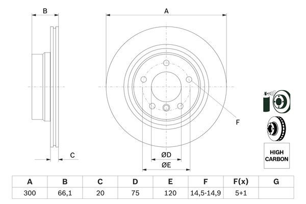 BOSCH 0 986 479 218 Bremsscheiben &Oslash; 300mm f&uuml;r Hinterachse
