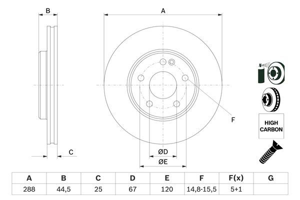 BOSCH 0 986 479 234 Bremsscheiben &Oslash; 288mm f&uuml;r Vorderachse