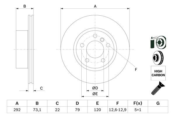 BOSCH 0 986 479 214 Bremsscheiben &Oslash; 292mm f&uuml;r Vorderachse