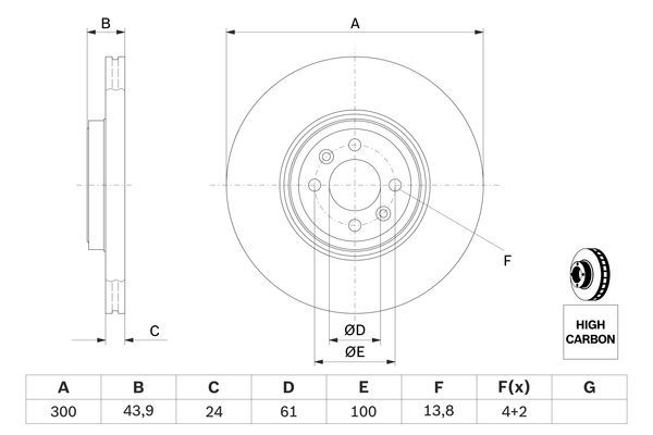 BOSCH 0 986 479 209 Bremsscheiben &Oslash; 300mm f&uuml;r Vorderachse