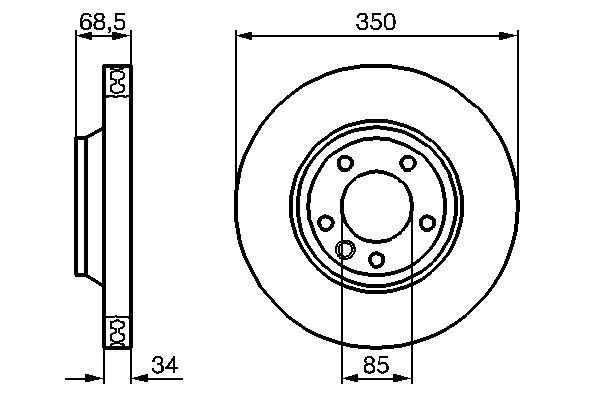 BOSCH 0 986 479 251 Bremsscheibe &Oslash; 350mm f&uuml;r Vorderachse