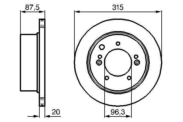 BOSCH 0 986 479 232 Bremsscheibe &Oslash; 315mm f&uuml;r Hinterachse