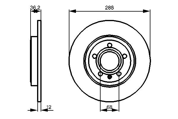 BOSCH 0 986 479 252 Bremsscheiben &Oslash; 288mm f&uuml;r Hinterachse