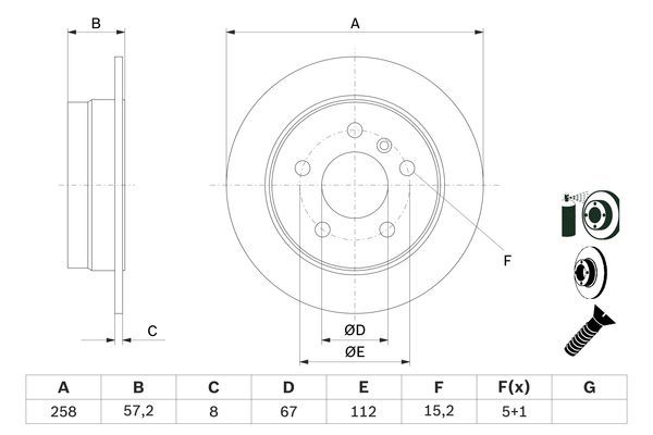 BOSCH 0 986 479 235 Bremsscheiben &Oslash; 258mm f&uuml;r Hinterachse