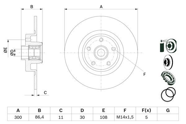 BOSCH 0 986 479 276 Bremsscheibe &Oslash; 300mm f&uuml;r Hinterachse