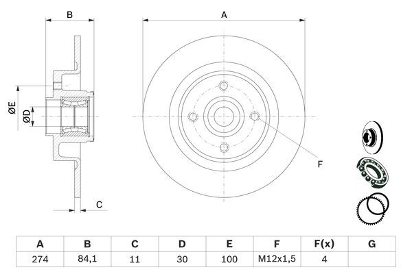 BOSCH 0 986 479 277 Bremsscheibe &Oslash; 274mm f&uuml;r Hinterachse