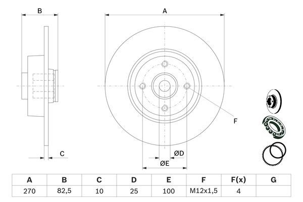 BOSCH 0 986 479 274 Bremsscheibe Ø 270mm für Hinterachse