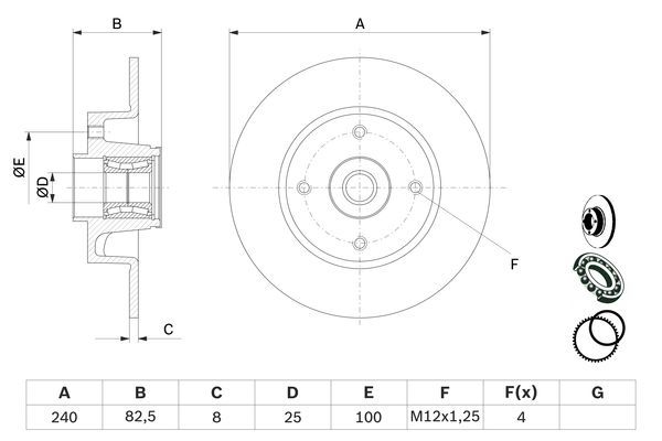 BOSCH 0 986 479 278 Bremsscheibe &Oslash; 240mm f&uuml;r Hinterachse