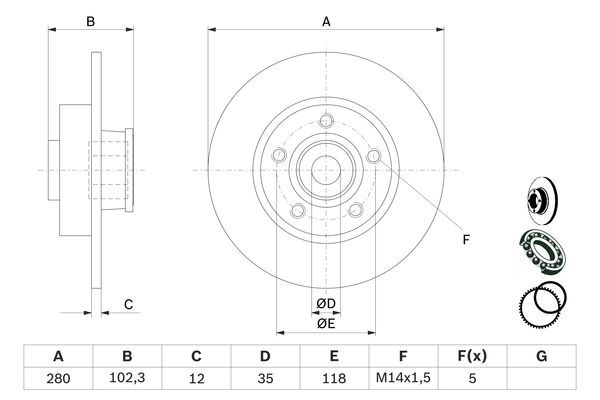 BOSCH 0 986 479 271 Bremsscheibe &Oslash; 280mm f&uuml;r Hinterachse