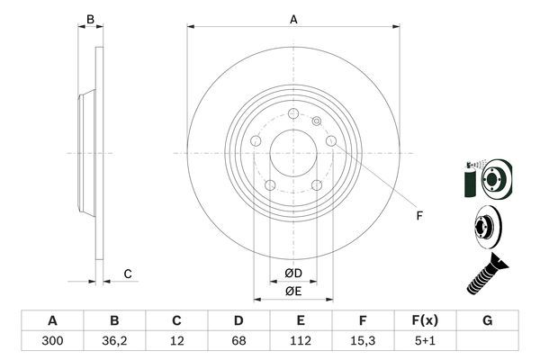 BOSCH 0 986 479 382 Bremsscheiben &Oslash; 300mm f&uuml;r Hinterachse