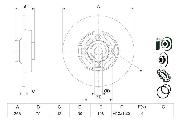 BOSCH 0 986 479 387 Bremsscheibe &Oslash; 268mm f&uuml;r Hinterachse