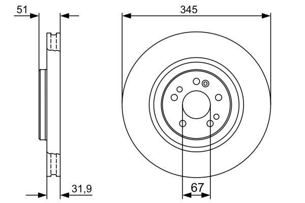 BOSCH 0 986 479 405 Bremsscheibe &Oslash; 345mm f&uuml;r Vorderachse