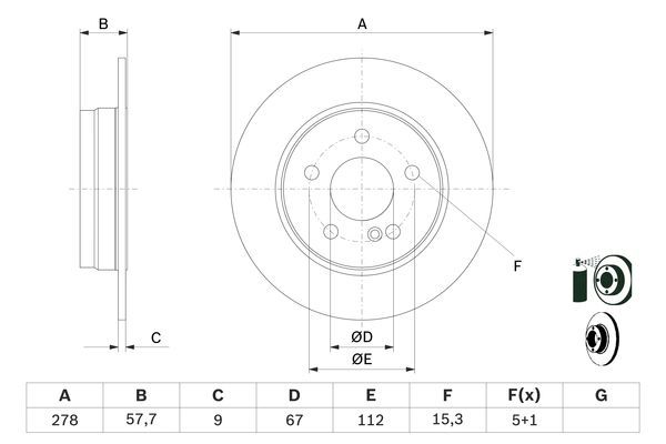 BOSCH 0 986 479 409 Bremsscheiben &Oslash; 278mm f&uuml;r Hinterachse