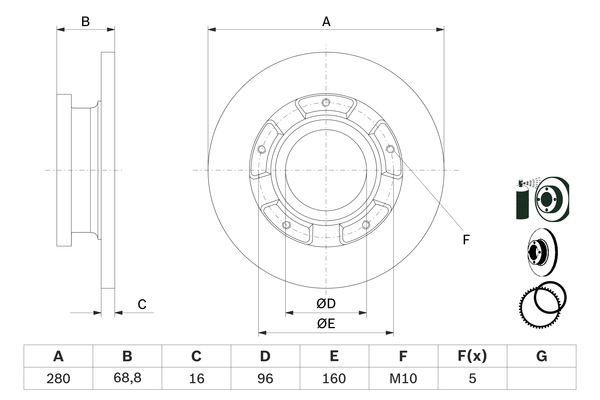 BOSCH 0 986 479 401 Bremsscheibe &Oslash; 280mm f&uuml;r Hinterachse