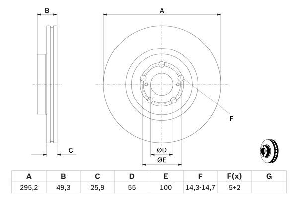 BOSCH 0 986 479 423 Bremsscheibe &Oslash; 2949mm f&uuml;r Vorderachse