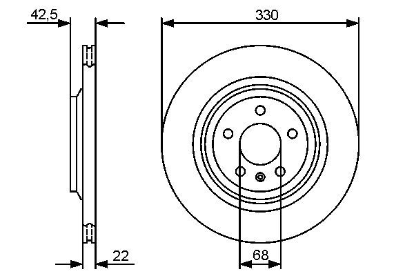 BOSCH 0 986 479 457 Bremsscheiben &Oslash; 330mm f&uuml;r Hinterachse