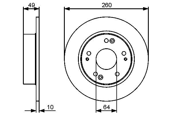 BOSCH 0 986 479 450 Bremsscheiben &Oslash; 260mm f&uuml;r Hinterachse