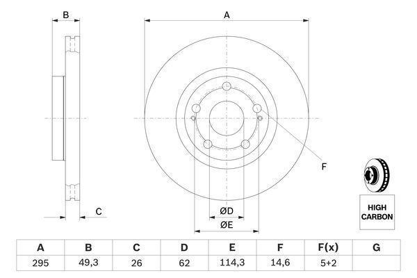 BOSCH 0 986 479 454 Bremsscheiben &Oslash; 295mm f&uuml;r Vorderachse