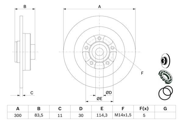 BOSCH 0 986 479 445 Bremsscheibe &Oslash; 300mm f&uuml;r Hinterachse