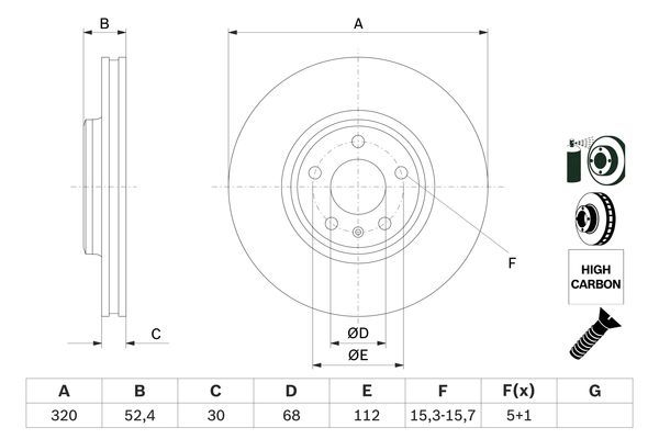 BOSCH 0 986 479 468 Bremsscheibe &Oslash; 320mm f&uuml;r Vorderachse